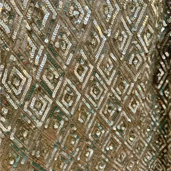 NWT Aidan Mattox Fully Beaded Trapeze Cocktail Dress in Champagne. Size 14 - Picture 9 of 14